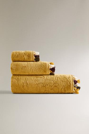 Zara Полотенце для ванны с бахромой из жаккарда