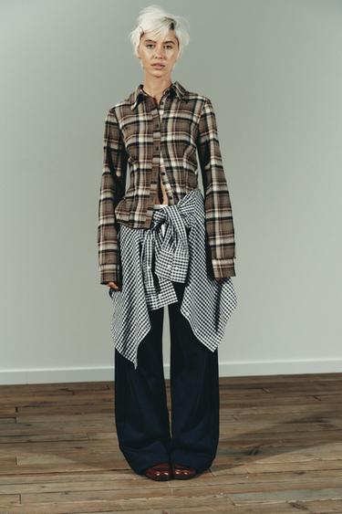 Zara Приталенная рубашка в клетку