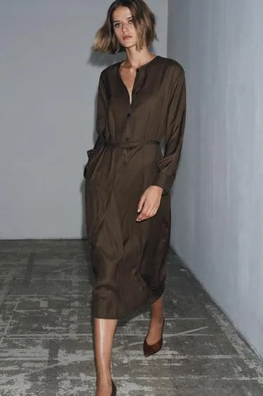 Платье в горошек с поясом — ZW COLLECTION