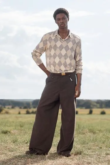 LIMITED EDITION WIDE-LEG WOOL TROUSERS WITH CHAIN