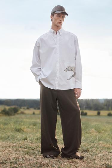 Zara Рубашка в полоску LIMITED EDITION с нашивкой