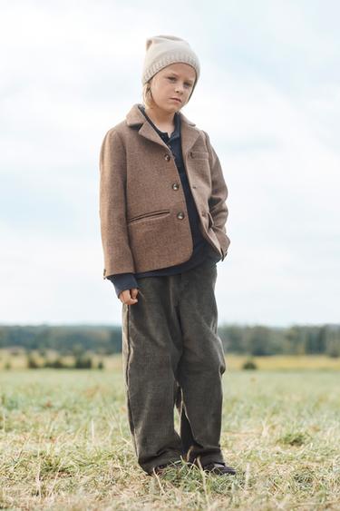 Zara Эксклюзивный пиджак из рыбьего кости с шерстью и налокотниками купить с доставкой.