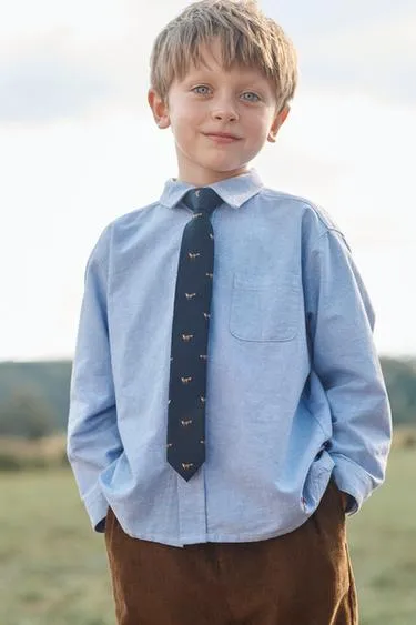 LIMITED EDITION WOOL AND SILK TIE WITH EMBROIDERED FOXES