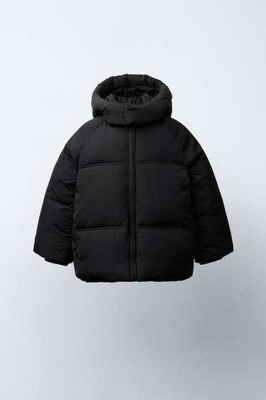 Zara Стеганое пальто с капюшоном WATER REPELLENT купить с доставкой.