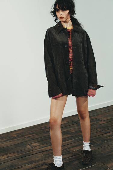 Zara Куртка оверсайз из 100% замши