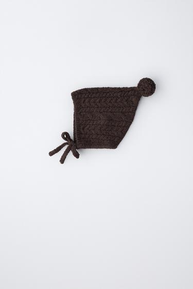 Zara Чепчик вязки «косы» с помпоном