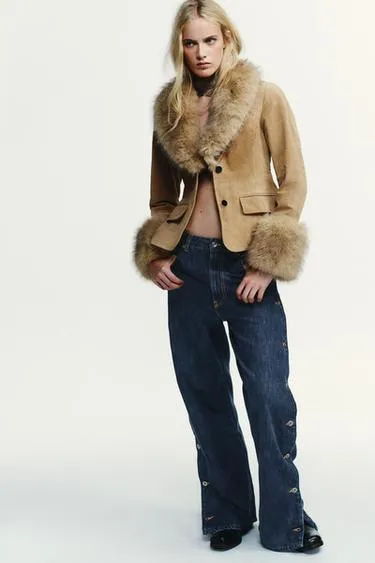 FITTED 100% SHEEPSKIN SUEDE BLAZER
