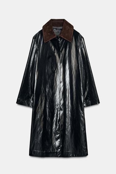 Zara Тренч с блеском и контрастным воротником ZW COLLECTION LIMITED EDITION