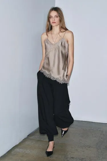 Топ в бельевом стиле с кружевом — ZW COLLECTION
