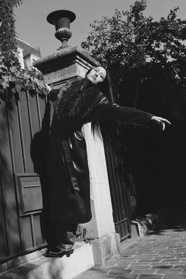 Zara Пальто из искусственной кожи съемный воротник