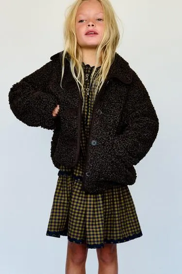 FAUX SHEARLING COAT WITH TRIMS