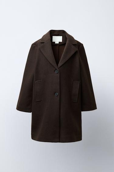 Zara Длинное пальто из шерстяной ткани купить с доставкой.