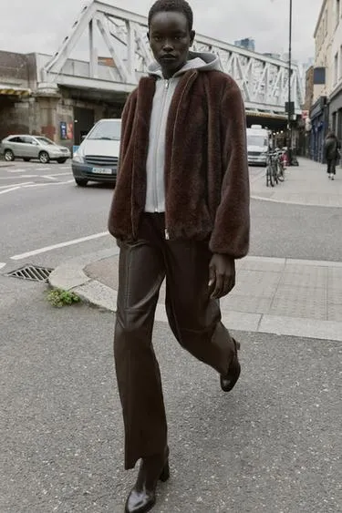 COMBINED FAUX FUR HOODIE JACKET