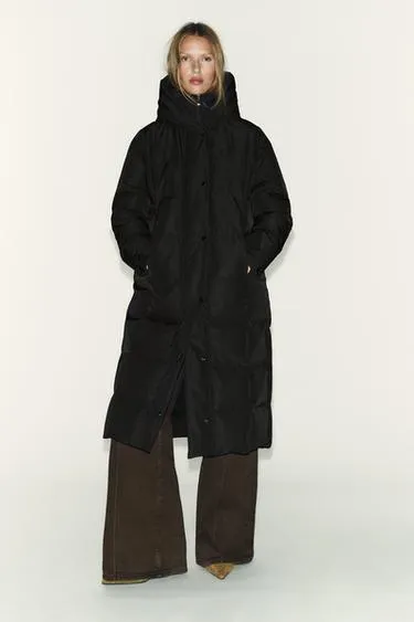 Длинный пуховик с капюшоном WATER REPELLENT WINDPROOF