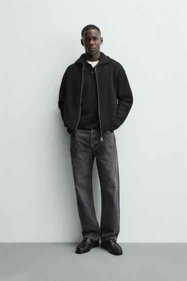 Zara Кардиган платочной вязки с застежкой-молнией