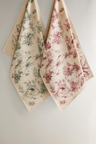 Zara Набор хлопковых рождественских полотенец для чая с домиком на деревенской местности (набор из 2 шт.)