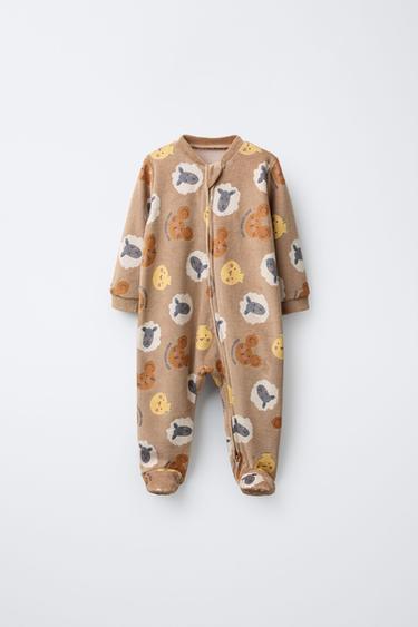 Zara Детский комбинезон из бархата с животным принтом