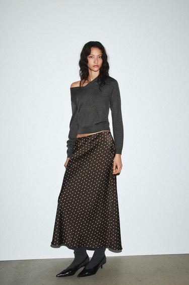 Zara Атласная юбка миди