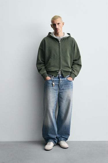 Zara Толстовка в клетку с капюшоном