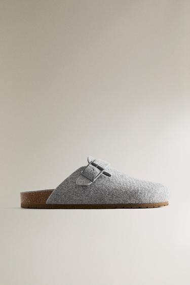 Zara Фетровые мюли-сабо с металлической пряжкой