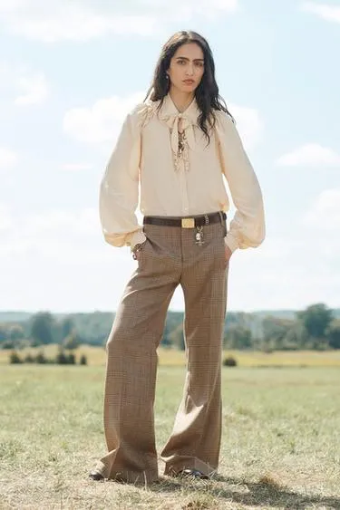 LIMITED EDITION WOOL CHECK FLARE TROUSERS