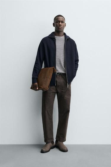 Zara Кардиган платочной вязки с застежкой-молнией