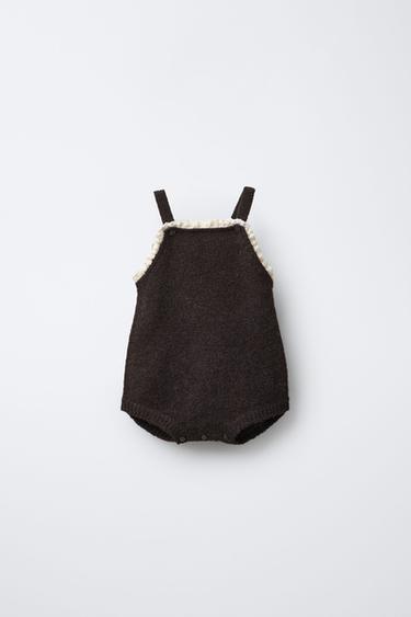 Zara Вязаный комбинезон с кружевом и шерстью