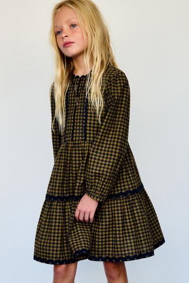 Zara Платье в клетку с волнистым краем