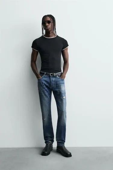 Джинсы SLIM FIT с разрезами