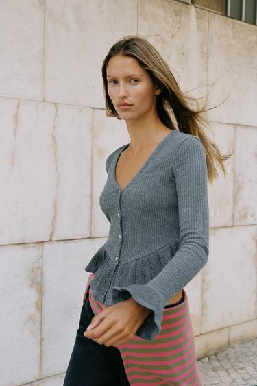 Zara Куртка из мягкой ткани с воланами