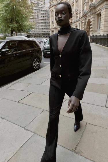 Zara Укороченный блейзер с подплечниками