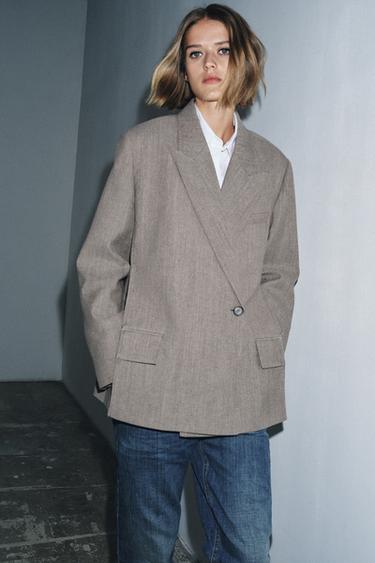Zara Блейзер оверсайз из смесовой шерсти — ZW COLLECTION