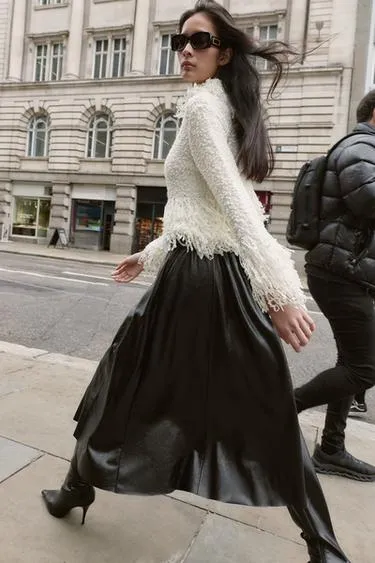 Юбка миди с искусственным кожаным поясом- Заказать в России