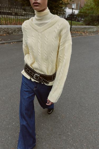 Zara Мягкий вязаный джемпер с косами