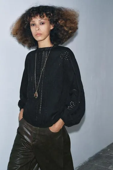 Рубашка с вышивкой и кружевом — ZW COLLECTION