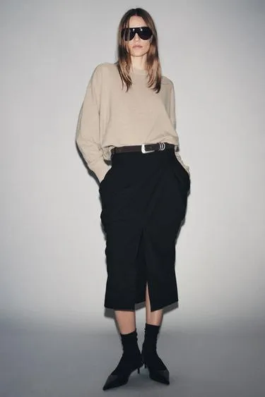 Юбка миди с драпированными карманами — ZW COLLECTION