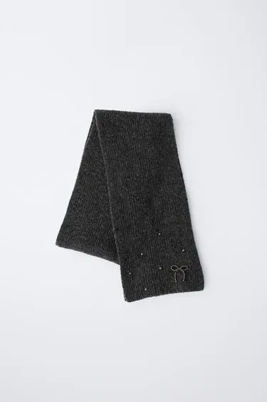 Шарф трикотажный с бусинами- Заказать в России