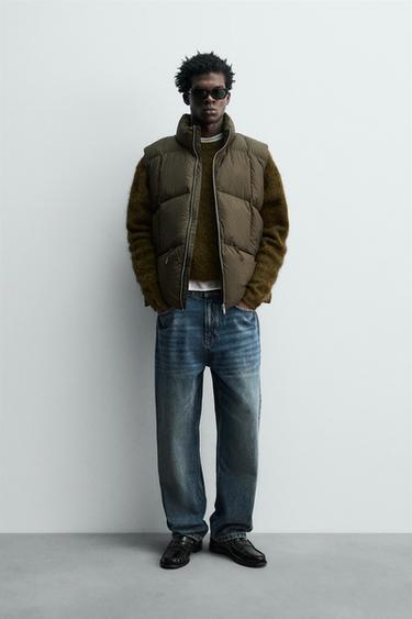 Zara Стеганый жилет из 100% перьев