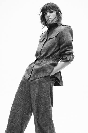 Zara Брюки BALLOON в клетку с шерстью ZW COLLECTION купить с доставкой.