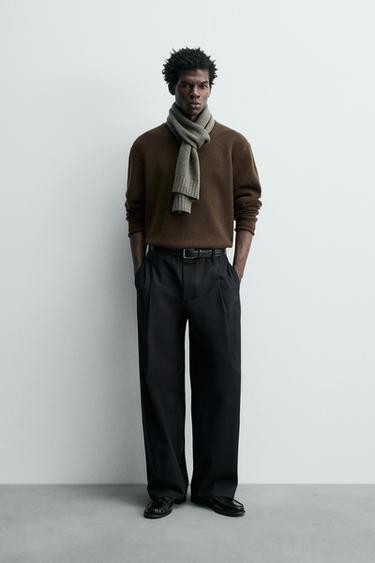 Zara Свитер из 100% шерсти с завернутыми краями