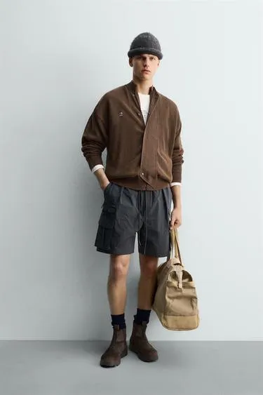 WASHED KNITTED CARDIGAN WITH STRIPES X SR_A- Заказать в России