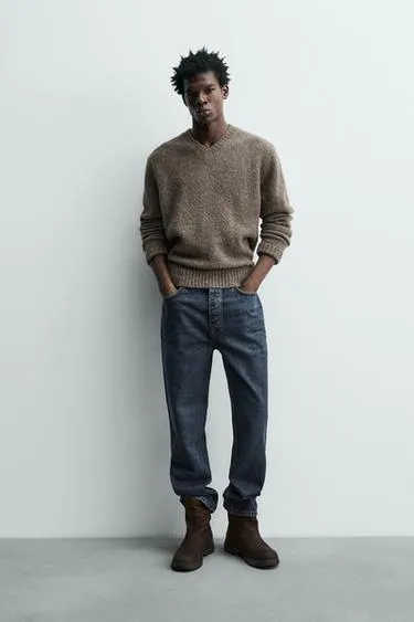 Свитер с рельефным узором и шерстью яка- Заказать в России