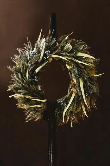 Рождественский венок украшение с листьями и ягодами- Заказать в России