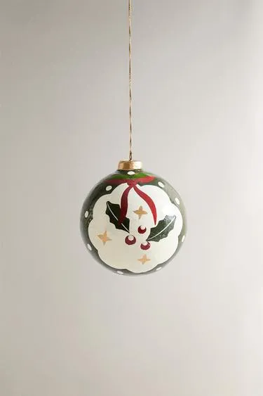 PAPER HOLLY BAUBLE CHRISTMAS TREE DECORATION