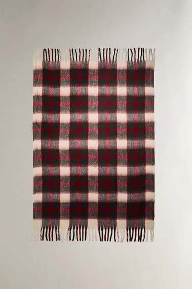 Плед SOFT CHECK с бахромой- Заказать в России