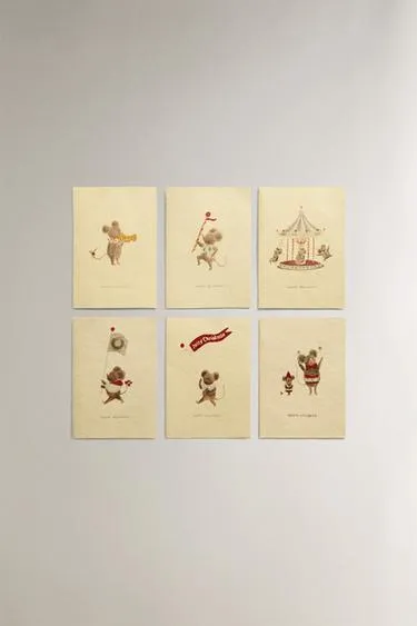 CHILDREN'S MOUSE CHRISTMAS CARD SET (SET OF 6)