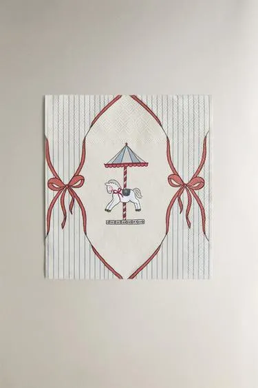 Набор детских рождественских бумажных салфеток с каруселью (упаковка из 20 штук)- Заказать в России