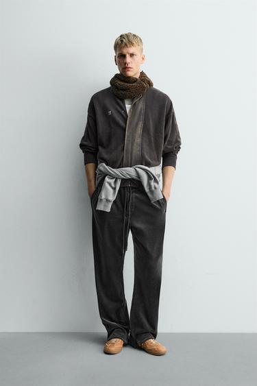 Zara Брюки из вельвета с декоративной отделкой X SR_A