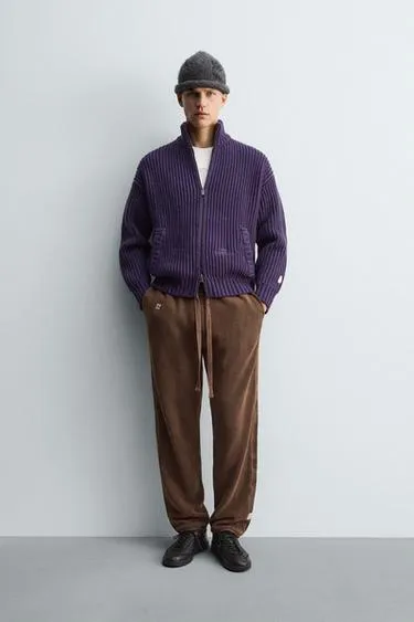 KNITTED JOGGERS WITH SIDE TAPING X SR_A