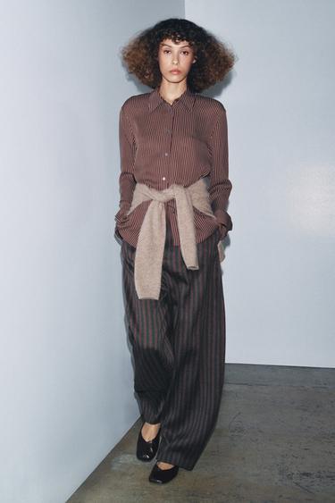 Zara Шелковая рубашка в полоску из ограниченной серии ZW COLLECTION